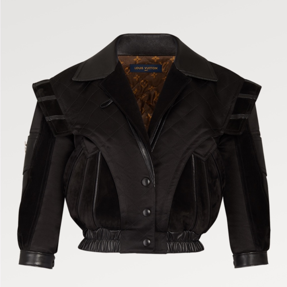 BI-MATERIAL QUILTED JACKET Louis Vuitton size 34 leather mix leather Rare jacket